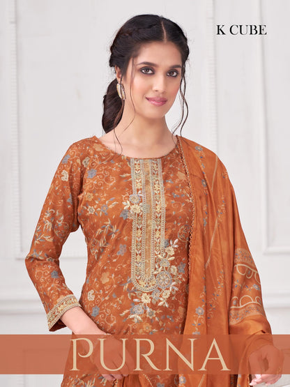 Purna 1049 K Cube Muslin Plazzo Style Suits Wholesaler Gujarat
