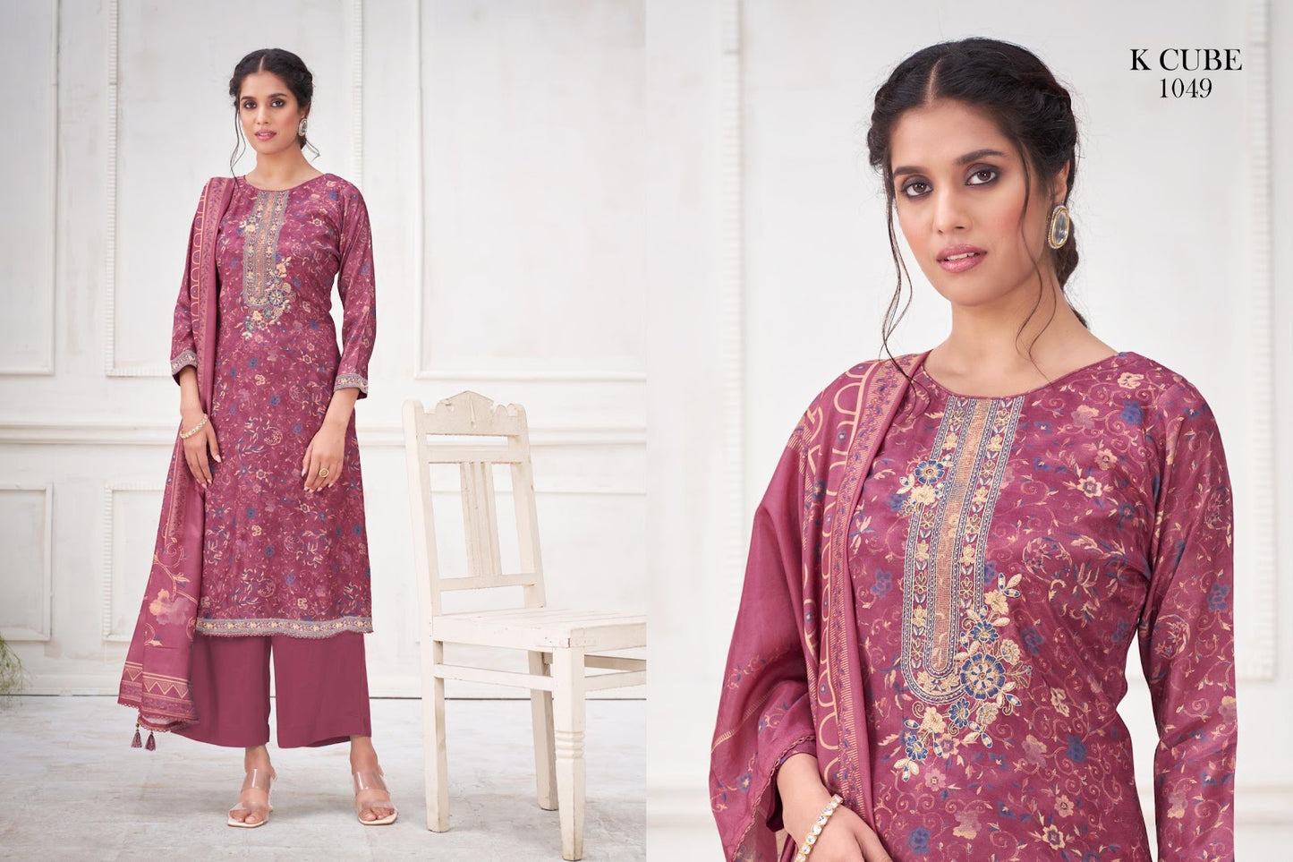 Purna 1049 K Cube Muslin Plazzo Style Suits Wholesaler Gujarat