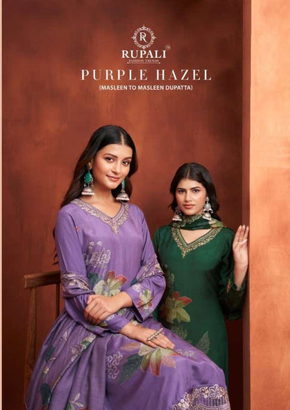Purple Hazel Rupali Pure Muslin Pant Style Suits Wholesale Rate