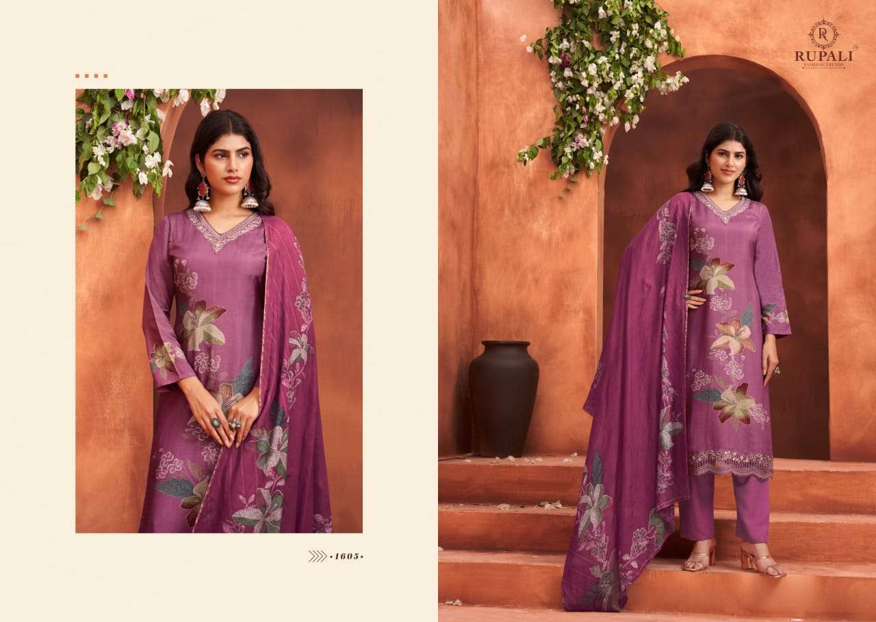 Purple Hazel Rupali Pure Muslin Pant Style Suits Wholesale Rate
