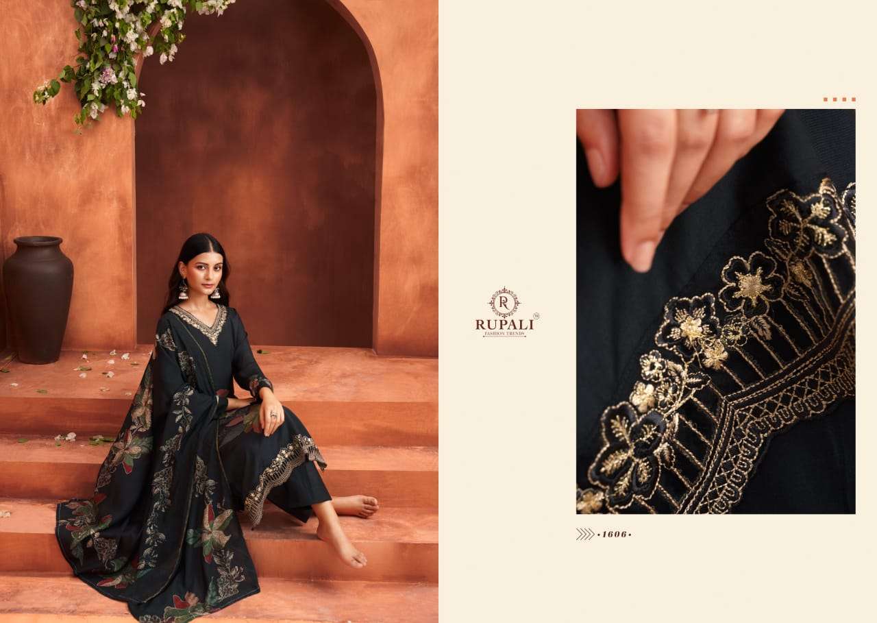 Purple Hazel Rupali Pure Muslin Pant Style Suits Wholesale Rate