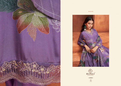 Purple Hazel Rupali Pure Muslin Pant Style Suits Wholesale Rate