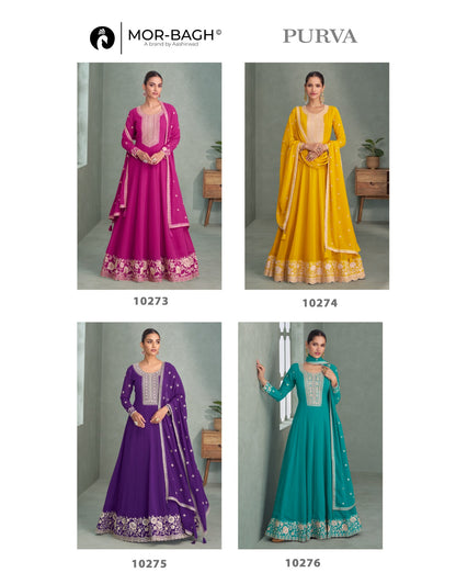Purva Aashirwad Mor Bagh Georgette Gown Dupatta Set Supplier Gujarat