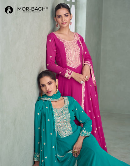 Purva Aashirwad Mor Bagh Georgette Gown Dupatta Set Supplier Gujarat