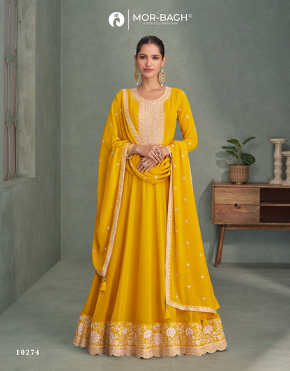 Purva Aashirwad Mor Bagh Georgette Gown Dupatta Set Supplier Gujarat