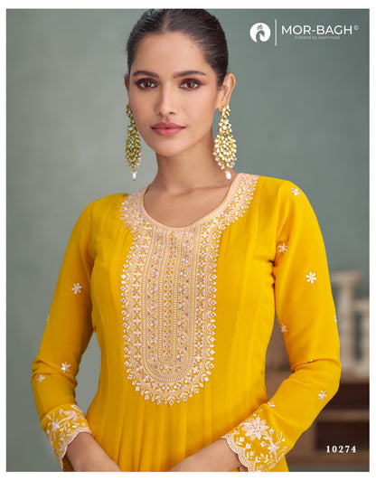 Purva Aashirwad Mor Bagh Georgette Gown Dupatta Set Supplier Gujarat