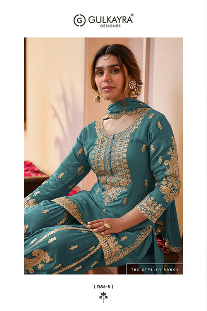 Purva Gulkayra Designer Chinnon Readymade Sharara Suits Exporter