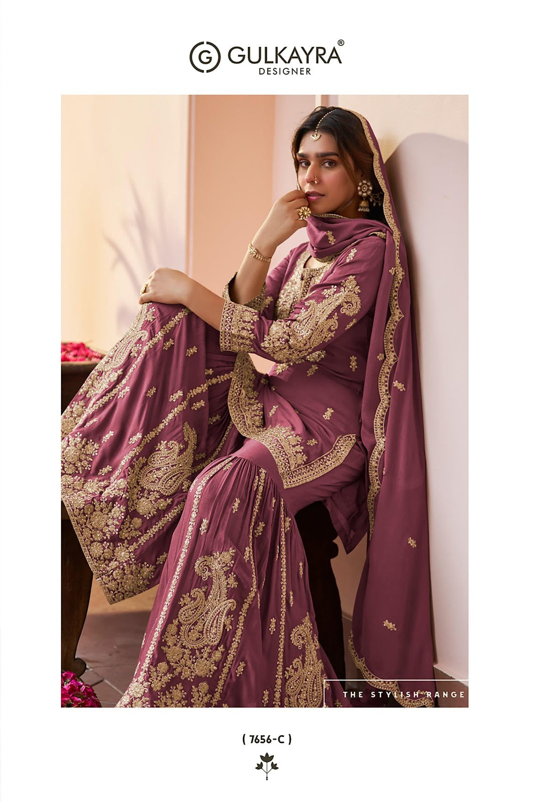 Purva Gulkayra Designer Chinnon Readymade Sharara Suits Exporter