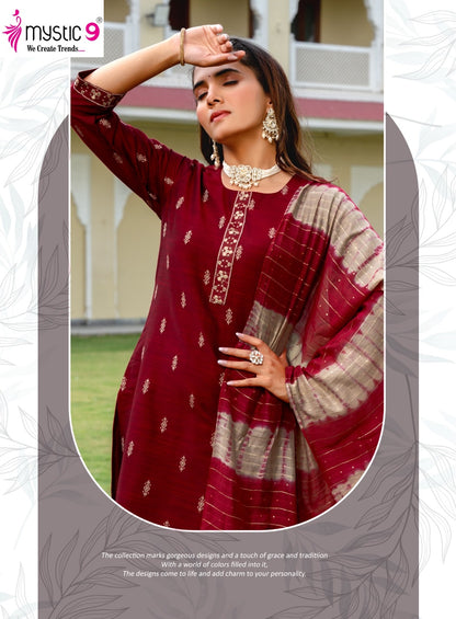 Purva Vol 1 Mystic 9 Banglori Silk Readymade Pant Style Suits Wholesale Price