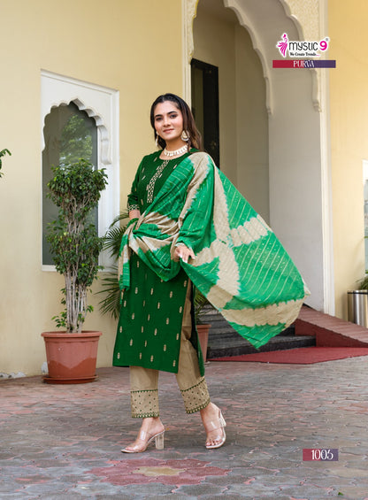Purva Vol 1 Mystic 9 Banglori Silk Readymade Pant Style Suits Wholesale Price