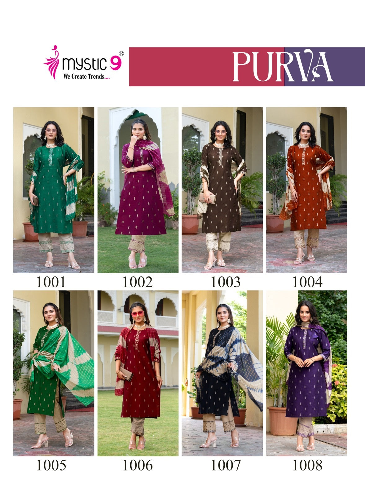 Purva Vol 1 Mystic 9 Banglori Silk Readymade Pant Style Suits Wholesale Price