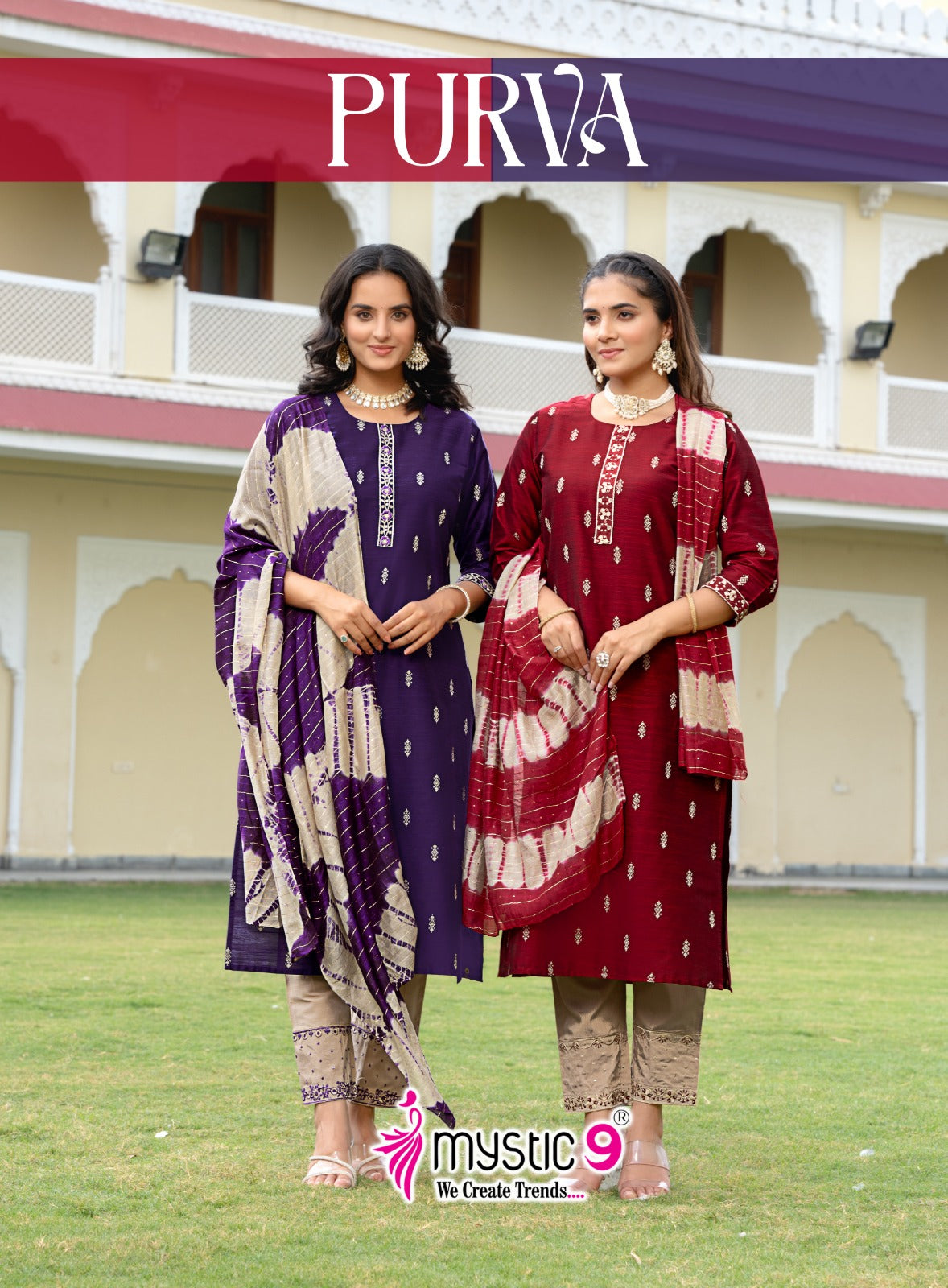 Purva Vol 1 Mystic 9 Banglori Silk Readymade Pant Style Suits Wholesale Price