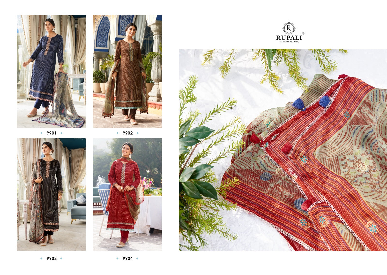 Purvai Rupali Jaam Satin Pant Style Suits