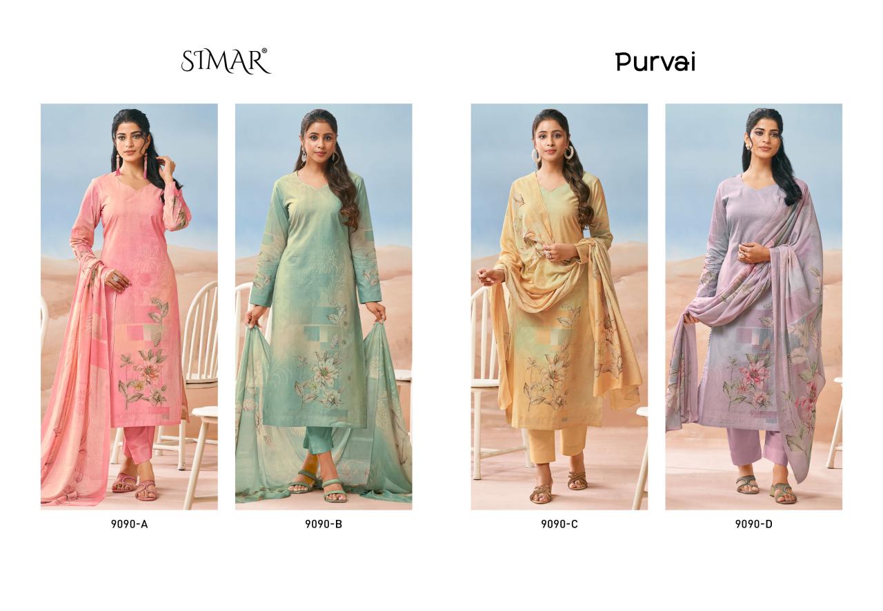 Purvai Simar Lawn Cotton Pant Style Suits Manufacturer Ahmedabad