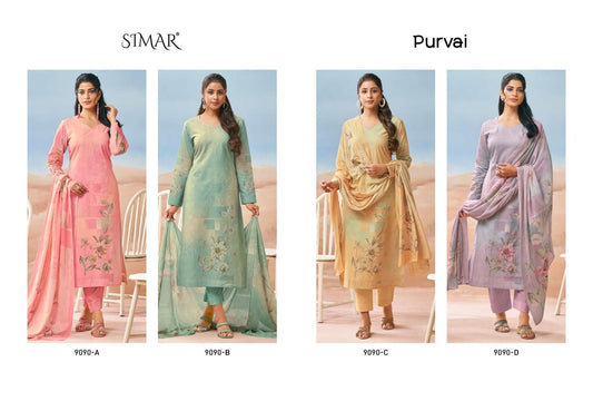 Purvai Simar Lawn Cotton Pant Style Suits Manufacturer Ahmedabad