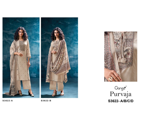 Purvaja 3622 Ganga Premium Cotton Plazzo Style Suits Supplier