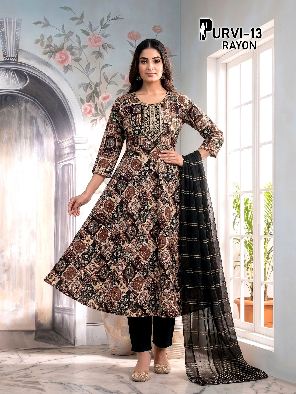 Purvi 1805 Prmnt Rayon Readymade Anarkali Suits Exporter India