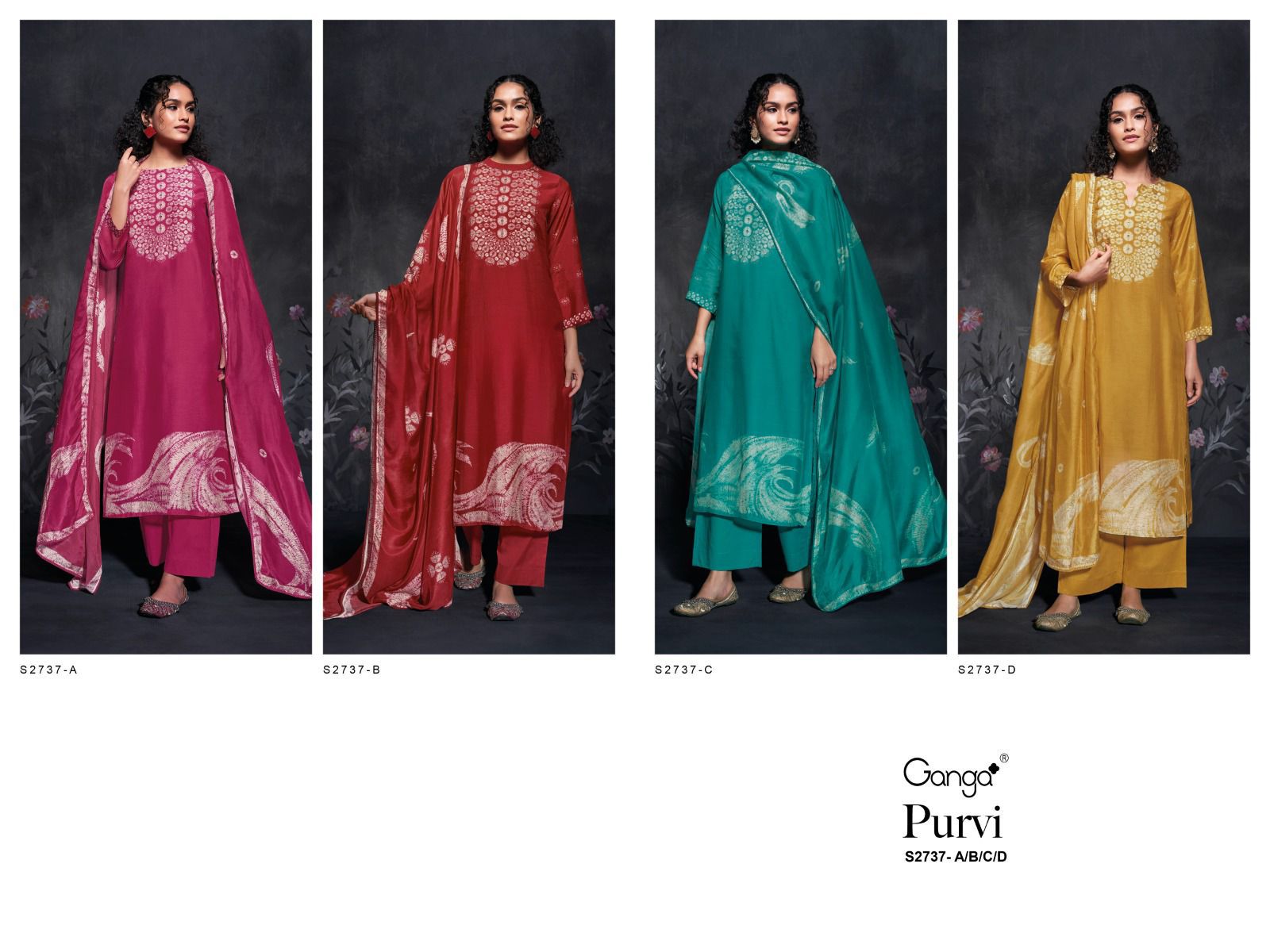 Purvi 2737 Ganga Premium Bemberg Plazzo Style Suits Manufacturer Gujarat