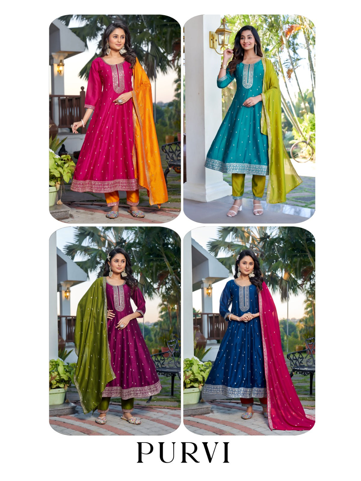 Purvi Aanchi Vichitra Silk Readymade Anarkali Suits Manufacturer