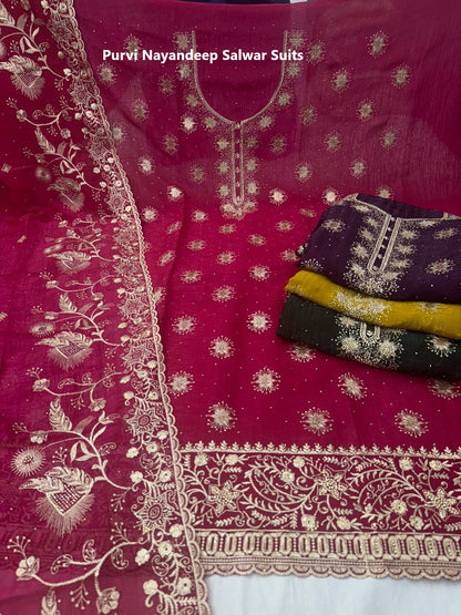 Purvi Nayandeep Silk Salwar Suits Wholesaler