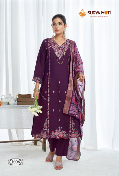 Purvi Vol 1 Suryajyoti Modal Silk Readymade Pant Style Suits Exporter