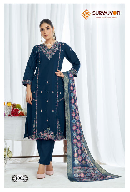 Purvi Vol 1 Suryajyoti Modal Silk Readymade Pant Style Suits Exporter