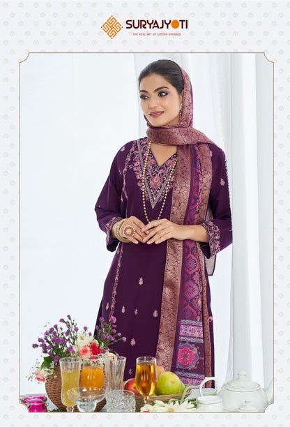 Purvi Vol 1 Suryajyoti Modal Silk Readymade Pant Style Suits Exporter