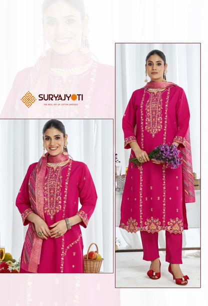Purvi Vol 1 Suryajyoti Modal Silk Readymade Pant Style Suits Exporter