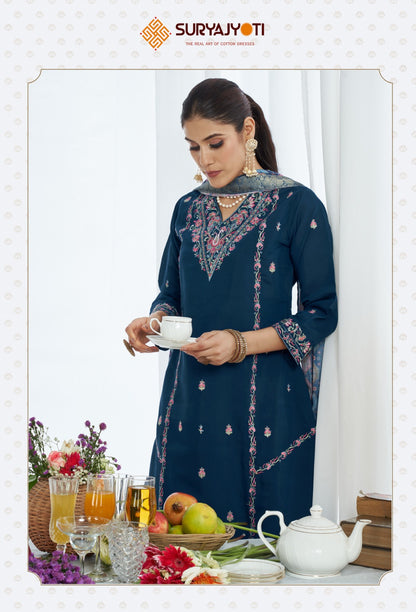 Purvi Vol 1 Suryajyoti Modal Silk Readymade Pant Style Suits Exporter