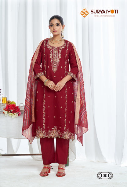 Purvi Vol 1 Suryajyoti Modal Silk Readymade Pant Style Suits Exporter