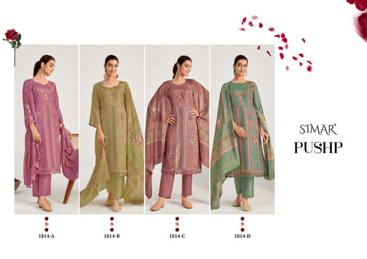Pushp Simar Viscose Muslin Pant Style Suits Wholesale