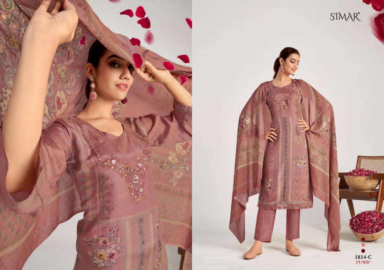 Pushp Simar Viscose Muslin Pant Style Suits Wholesale