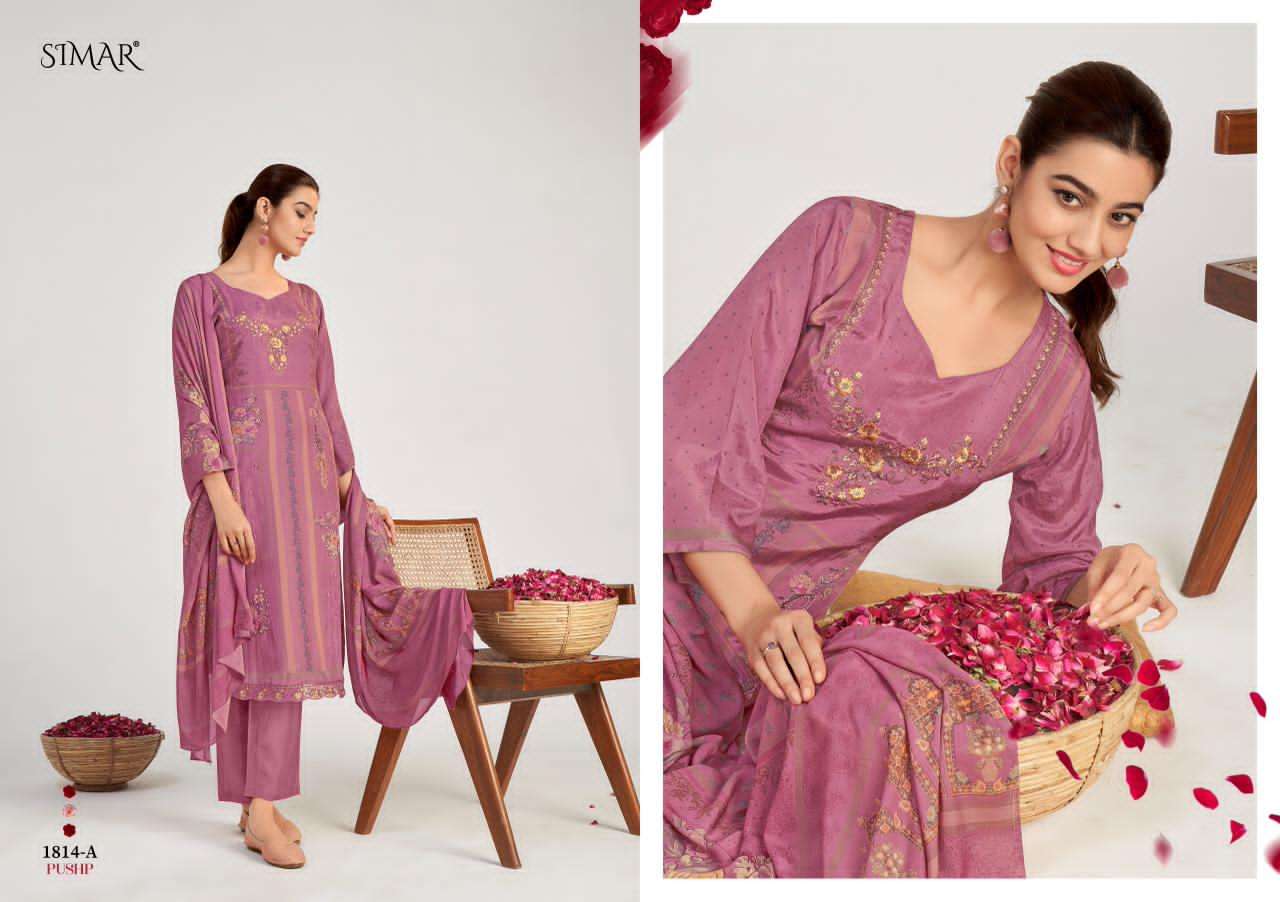 Pushp Simar Viscose Muslin Pant Style Suits Wholesale