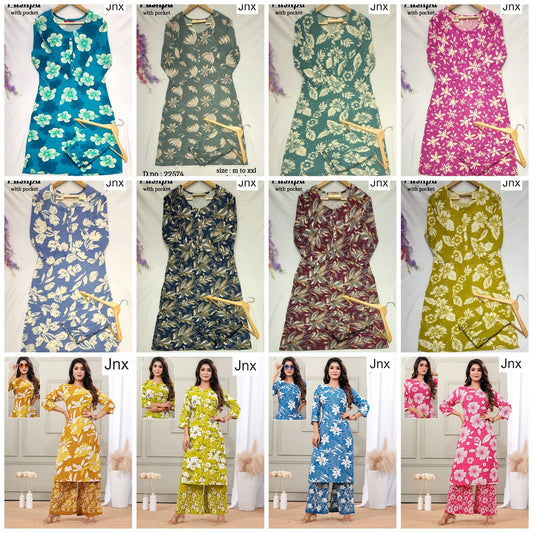 Pushpa 030326 Jnx Rayon Kurti Plazzo Set Wholesale Rate