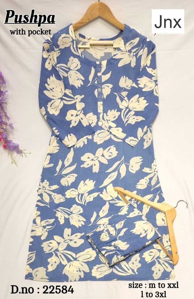 Pushpa 030326 Jnx Rayon Kurti Plazzo Set Wholesale Rate