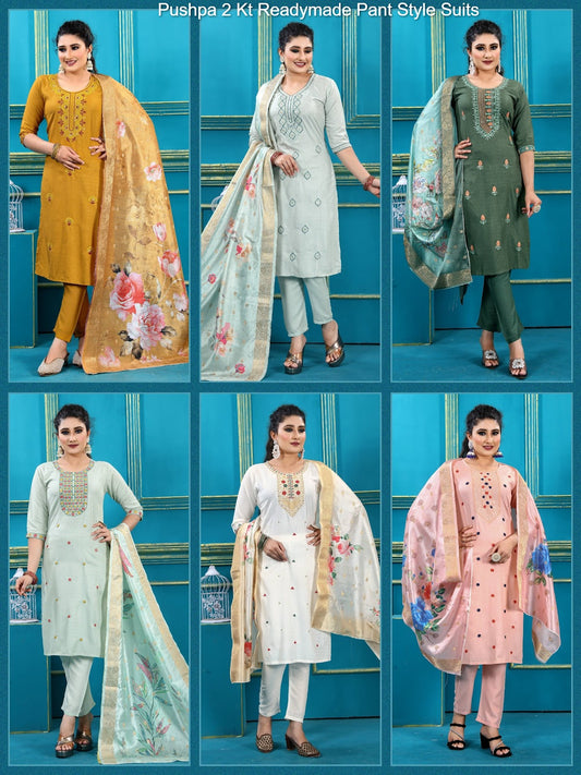 Pushpa 2 Kt Jacquard Readymade Pant Style Suits Wholesale Price
