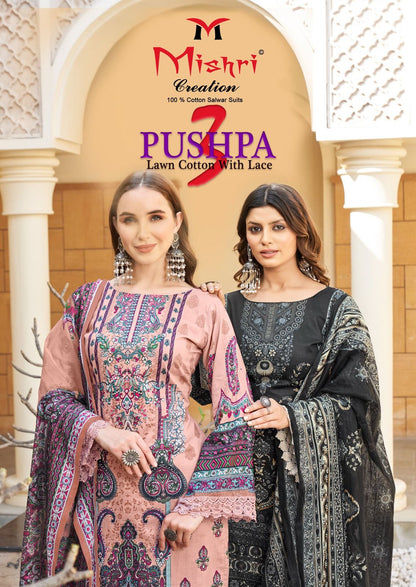 Pushpa 3 Mishri Heavy Lawn Karachi Salwar Suits Wholesale