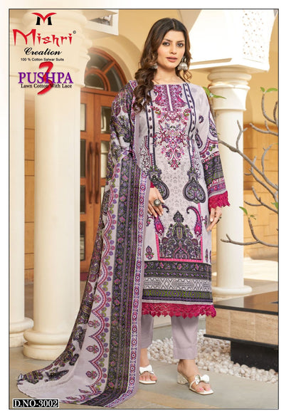 Pushpa 3 Mishri Heavy Lawn Karachi Salwar Suits Wholesale