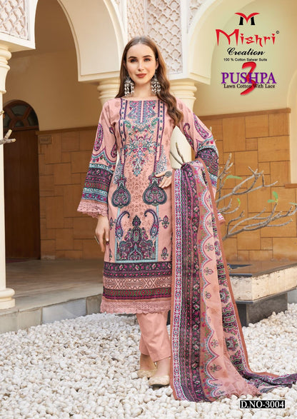 Pushpa 3 Mishri Heavy Lawn Karachi Salwar Suits Wholesale
