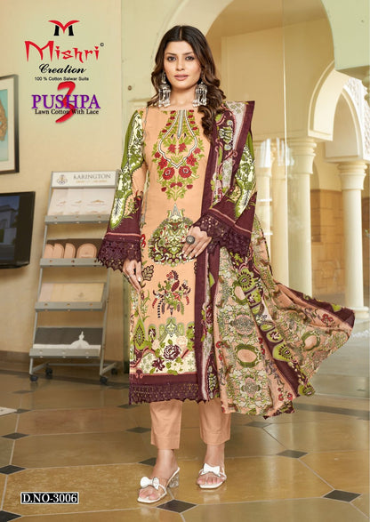 Pushpa 3 Mishri Heavy Lawn Karachi Salwar Suits Wholesale