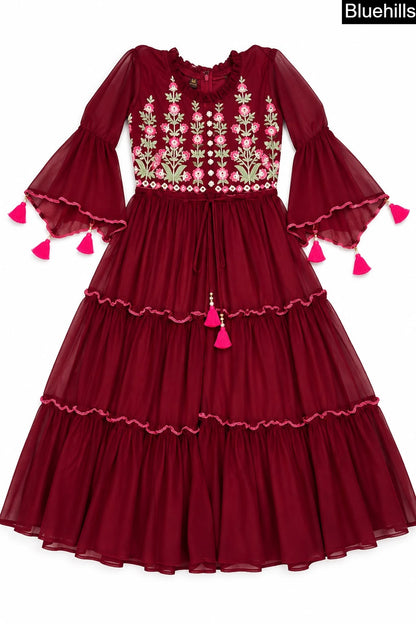 Pushpa Front Slit Bluehills Georgette Kurtis Exporter India