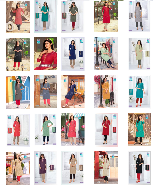 Pushpa Mcm Lifestyle Cotton Straight Cut Kurtis Manufacturer Gujarat