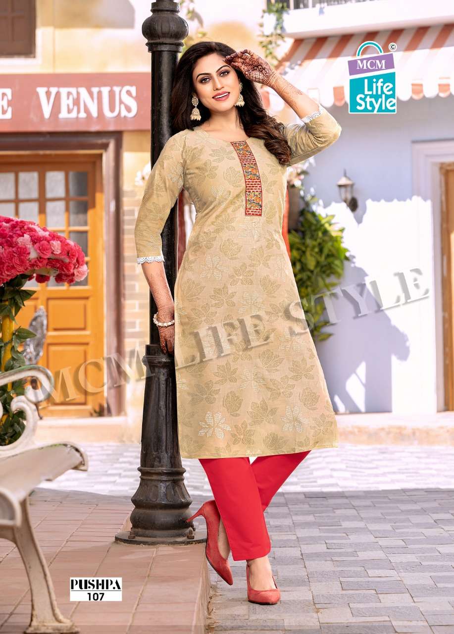 Pushpa Mcm Lifestyle Cotton Straight Cut Kurtis Manufacturer Gujarat