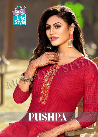 Pushpa Mcm Lifestyle Cotton Straight Cut Kurtis Manufacturer Gujarat