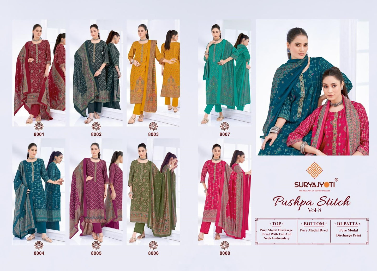Pushpa Stitch Vol 8 Suryajyoti Modal Readymade Pant Style Suits Wholesaler