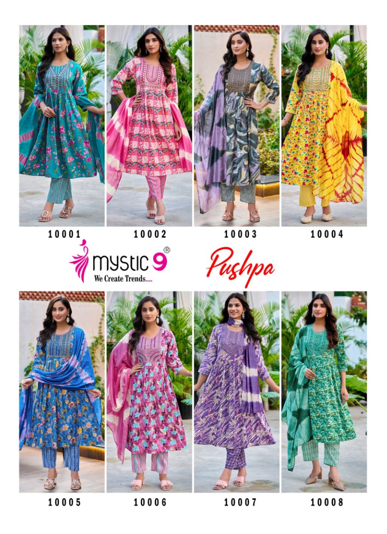 Pushpa Vol 10 Mystic 9 Rayon Readymade Anarkali Suits Wholesale Rate
