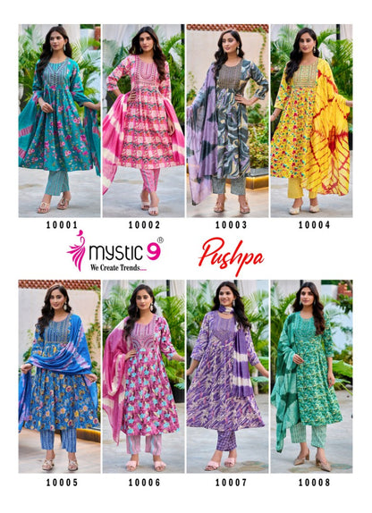 Pushpa Vol 10 Mystic 9 Rayon Readymade Anarkali Suits Wholesale Rate