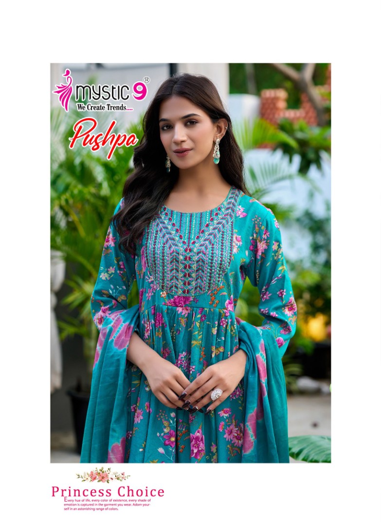 Pushpa Vol 10 Mystic 9 Rayon Readymade Anarkali Suits Wholesale Rate
