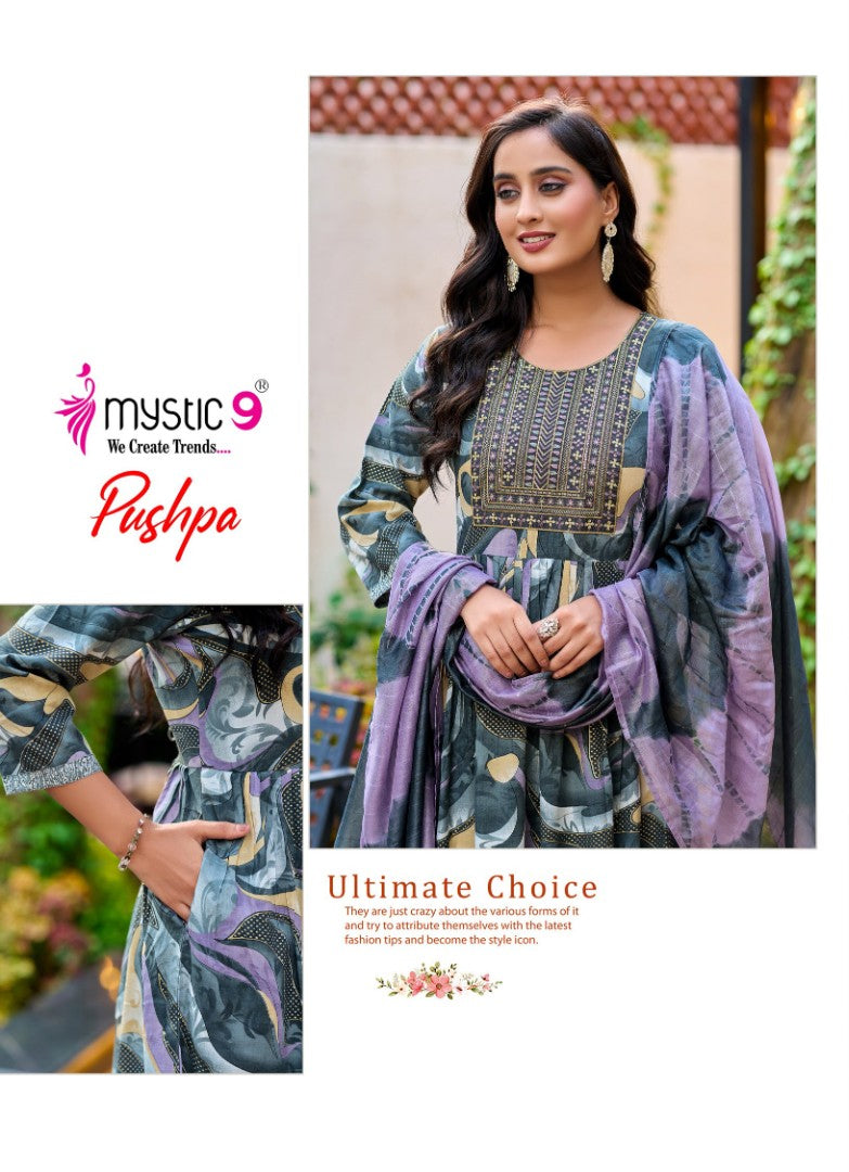 Pushpa Vol 10 Mystic 9 Rayon Readymade Anarkali Suits Wholesale Rate