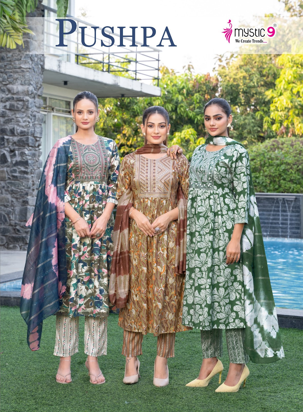 Pushpa Vol 12 Mystic 9 Rayon Readymade Pant Style Suits Wholesale Rate